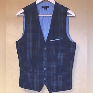 Structure wool blend, black plaid vest